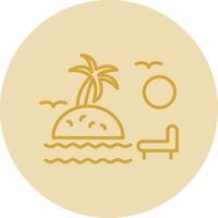 puesta de sol en playa línea amarillo circulo icono vector