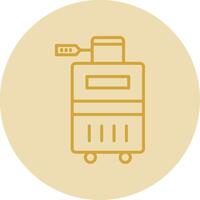 Wheeled Luggage Line Yellow Circle Icon vector