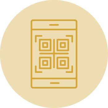 qr código línea amarillo circulo icono vector