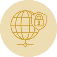 Global Security Line Yellow Circle Icon vector