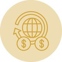 Global Finance Line Yellow Circle Icon vector