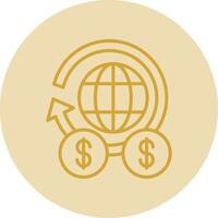 Global Finance Line Yellow Circle Icon vector