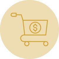 Shopping Cart Line Yellow Circle Icon vector