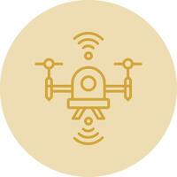 Drone Line Yellow Circle Icon vector