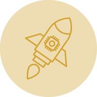 Rocket Line Yellow Circle Icon vector