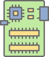 Circuit Board Line Filled Light Icon vector