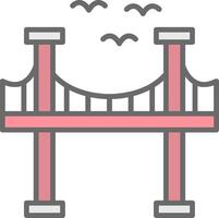 puente línea lleno ligero icono vector