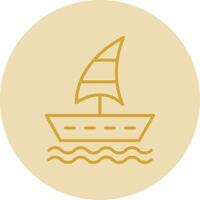 Sailing Boat Line Yellow Circle Icon vector