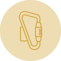 Carabiner Line Yellow Circle Icon vector