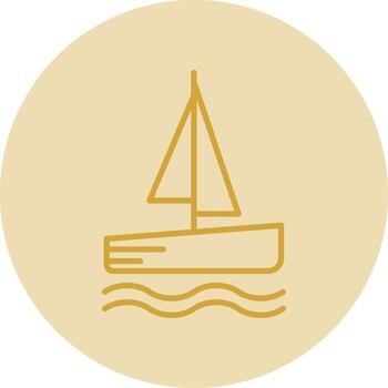 Catamaran Line Yellow Circle Icon vector