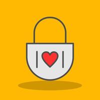 Heart Lock Filled Shadow Icon vector