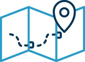 Map Line Blue Two Color Icon vector