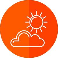 Sun Line Red Circle Icon vector