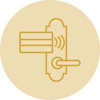 Door Lock Line Yellow Circle Icon vector