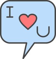 I Love You Line Filled Light Icon vector