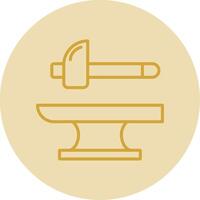 Blacksmith Line Yellow Circle Icon vector