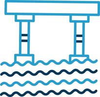 Bridge Line Blue Two Color Icon vector