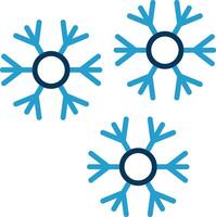 copos de nieve línea azul dos color icono vector