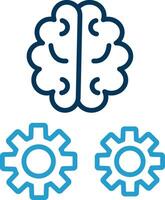 Brain Training Line Blue Two Color Icon vector