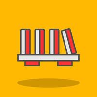 Book Shelf Filled Shadow Icon vector