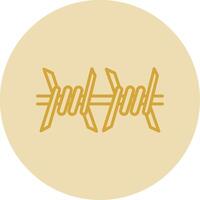 Barbed Wire Line Yellow Circle Icon vector