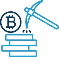 Bitcoin Mining Line Blue Two Color Icon vector