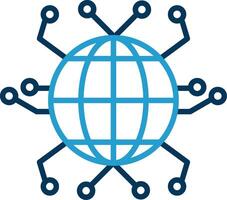 Global Networking Line Blue Two Color Icon vector