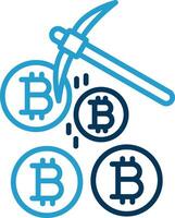 Bitcoin Mining Line Blue Two Color Icon vector