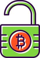 Unsecure Bitcoin filled Design Icon vector