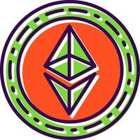 ethereum moneda lleno diseño icono vector