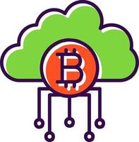 nube bitcoin lleno diseño icono vector