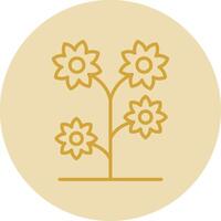 Flower Line Yellow Circle Icon vector