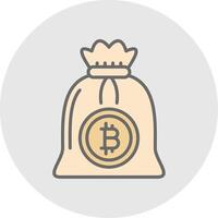 Bitcoin Bag Line Filled Light Icon vector