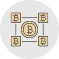 bitcoin bloques línea lleno ligero icono vector