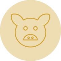 Pig Line Yellow Circle Icon vector