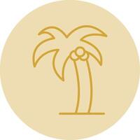 Palm Tree Line Yellow Circle Icon vector