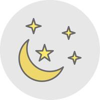 Luna línea lleno ligero icono vector