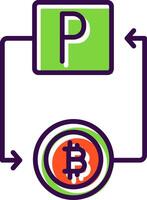 bitcoin paypal lleno diseño icono vector