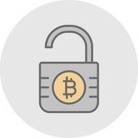Unsecure Bitcoin Line Filled Light Icon vector