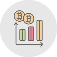 Bitcoin Graph Line Filled Light Icon vector