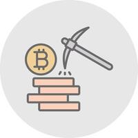 Bitcoin Mining Line Filled Light Icon vector