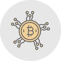 bitcoin red línea lleno ligero icono vector