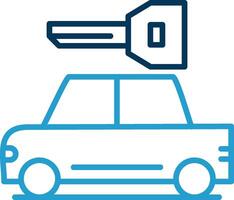 Rental Car Line Blue Two Color Icon vector