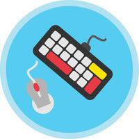 teclado y ratón plano multi circulo icono vector