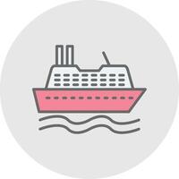 crucero Embarcacion línea lleno ligero icono vector