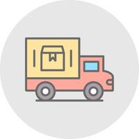 entrega camioneta línea lleno ligero icono vector