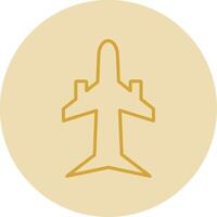 Plane Line Yellow Circle Icon vector