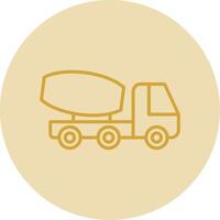 Cement Truck Line Yellow Circle Icon vector