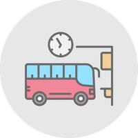 autobús estación línea lleno ligero icono vector