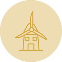 Windmill Line Yellow Circle Icon vector